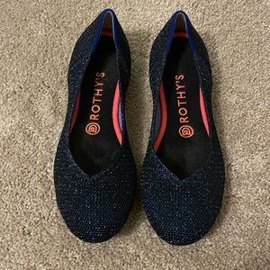 Rothy’s Size 8 Sparkle Blue/Black Flat— WORN ONCE!